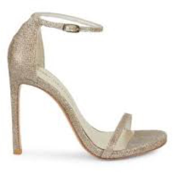 STUART WEITZMAN NUDIST SHIMMER HEELED SANDALS 120MM - Picture 1 of 12